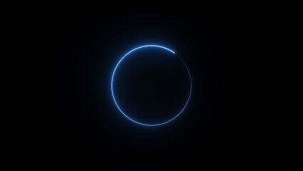 A dynamic circular illustration, and glowing Neon blue circle frame loading icon background retro style illustration . on a black background. and creating a stunning illustration.4k illustration	
