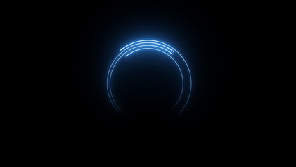 A dynamic circular illustration, and glowing Neon blue circle frame loading icon background retro style illustration . on a black background. and creating a stunning illustration.4k illustration	
