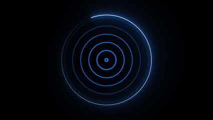 cyan color Technology Radio waves screen illustration . Communications Tower Icon illustration .Technology Radio wave signal icon on a black background.	
