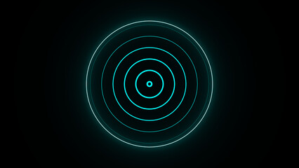 cyan color Technology Radio waves screen illustration . Communications Tower Icon illustration .Technology Radio wave signal icon on a black background.	
