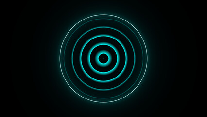 cyan color Technology Radio waves screen illustration . Communications Tower Icon illustration .Technology Radio wave signal icon on a black background.