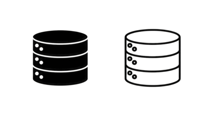 Two Stacked Database Icons on Black Background server isolated on a transparent background