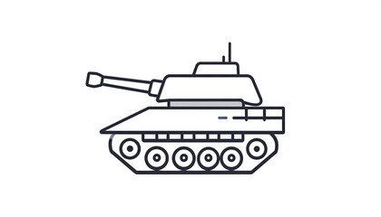 Obraz premium Simple line art military tank