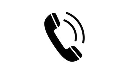 White Outline Telephone Receiver Icon with Sound Waves isolated on a transparent background