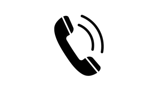 White Outline Telephone Receiver Icon with Sound Waves isolated on a transparent background