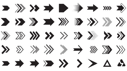 Arrow icon set, arrow cursor collection, different arrow signs, black arrows icons
