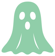 Obraz premium Light Green Halloween Ghost with Round Eyes and Open Mouth as Graphic Illustration