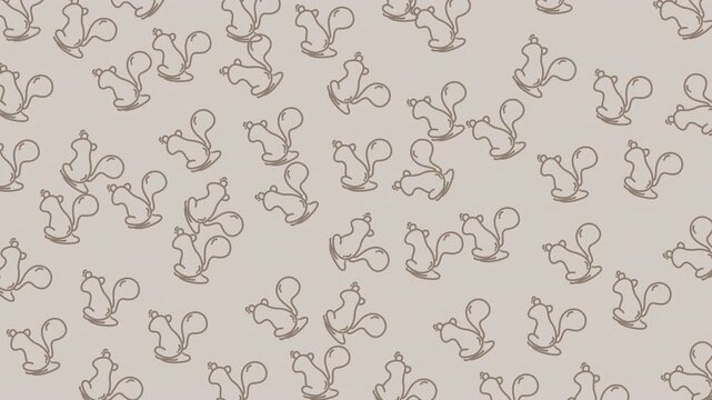 Squirrel Pattern Brown Background Design with cute squirrel doodle. Calming design for nursery decor, fabric, or wallpaper