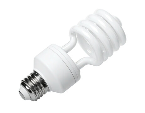 A compact fluorescent lightbulb against a pure black backdrop