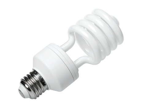 A compact fluorescent lightbulb against a pure black backdrop