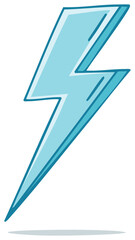 Cute light blue lightning bolt symbol illustration representing energy and power