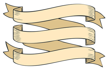 Obraz premium Three Empty Beige Banners Woven Together Stylized Vintage Design