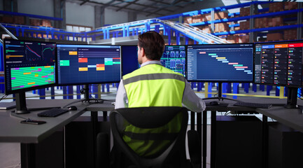 Busy Logistic Manager Analyzes Warehouse Data