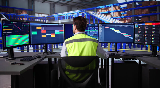 Busy Logistic Manager Analyzes Warehouse Data