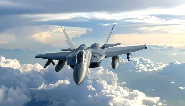 F22 Raptor Fighter Jet Soaring Through Clouds with Powerful Military Aircraft.