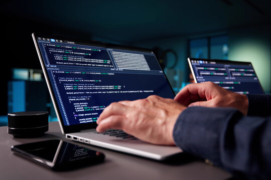 Elderly Programmer Codes In Office Late At Night