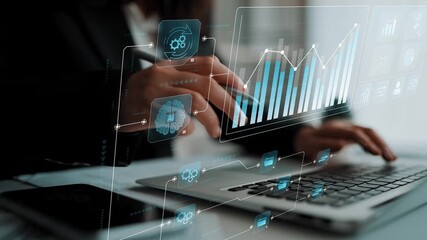 Data flow from database and cloud to processing and analytics dashboards, representing data analysis, automation, insight generation, and digital intelligence Marrow - Powered by Adobe
