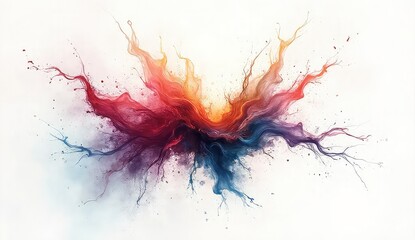 Vibrant abstract explosion of colorful paint splashes and fluid dynamics, creating a dynamic, energetic, and artistic visual spectacle