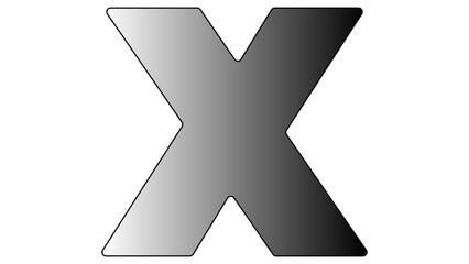 A large letter x with a gray gradient fill displayed against a white background in a simple design