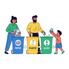 Recycling and Waste Management Vector Scene