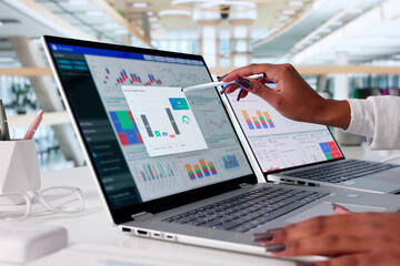 Female Financial Analyst Analyzing KPI Data