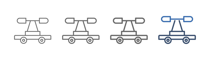 
outline icon set draisine with motorized cart design
