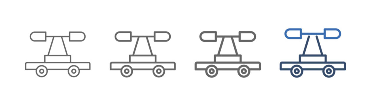 
outline icon set draisine with motorized cart design
