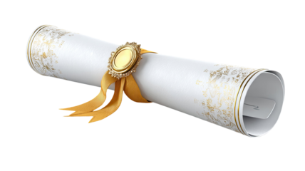 Diploma certificate with elegant paper texture, official academic award, and educational achievement document isolated on white background