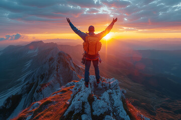 Adventurer Rejoicing On High Mountain