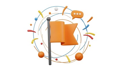 Achieve your goals with this vibrant orange flag icon, perfect for marking milestones, location pins, or messages in a modern, eye-catching style!