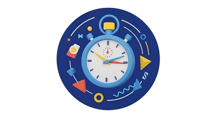 Vibrant countdown timer icon with playful shapes for dynamic deadlines and urgent promotions, a modern call to action for limited-time offers and sales