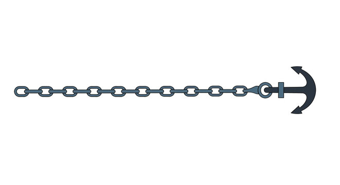 Durable ship anchor with a long, sturdy metal chain, symbolizing steadfastness, maritime safety, and the spirit of ocean voyages and seafaring expeditions