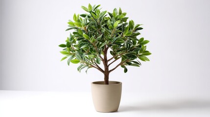 Obraz premium A decorative potted plant with lush green leaves, adding a touch of nature to indoor spaces.