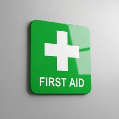 Obraz premium Green First Aid Sign - A Symbol of Safety and Assistance.