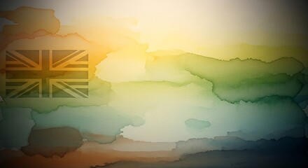 Watercolor Wash with Union Jack Flag Overlay abstract