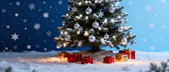 christmas tree in the snow