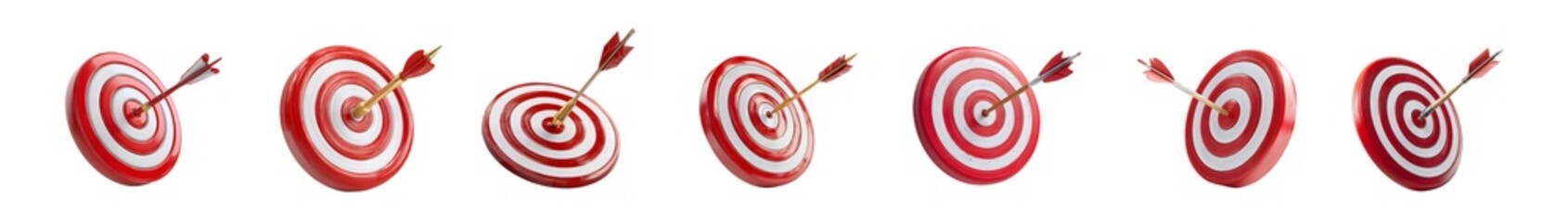 Animation sequence of a dart hitting the center of a target.
