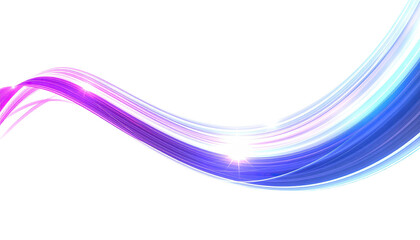 Wavy, luminous streak, gradient from pink to blue on black, bright central point