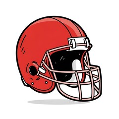 Fototapeta premium Red Football Helmet Illustration - Sports Equipment and Protective Gear.