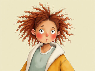 Illustration of a Young Girl with Ginger Dreadlocks