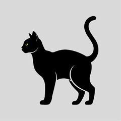 Elegant black cat silhouette with piercing yellow eyes, a symbol of mystery and grace, perfect for branding, design, or a touch of feline charm