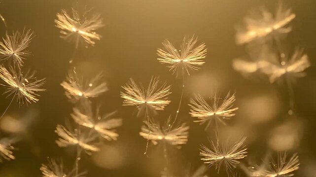 dandelion and morning sunshine. The warm rays of the sun.