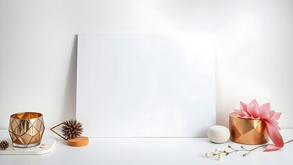 Elegant blank card with decorative elements, product showcase on clean background.