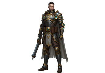 Fototapeta premium Fantasy Warrior Character in Ornate Armor - Male Hero Game Art Illustration