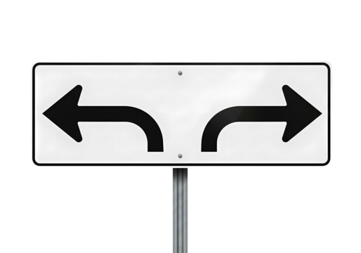 Road Direction Sign: Left & Right Turn Arrows for Navigation & Choice