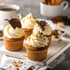 Delicious cupcakes with cream cheese frosting