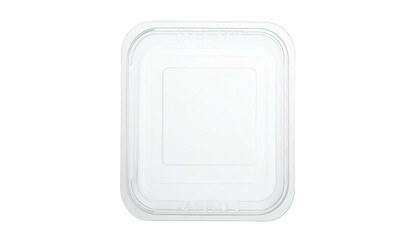 Overhead view of a white, square plastic container with a matching lid