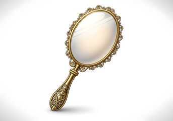 Elegant Golden Hand Mirror - A Reflection of Beauty and Timeless Style.