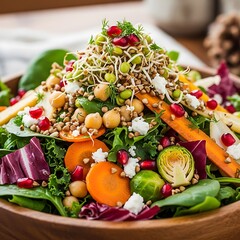 Colorful and Healthy Winter Salad with Fresh Ingredients.