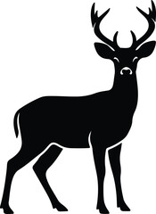 Fototapeta premium Vector silhouette of a deer with antlers facing left illustration